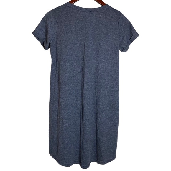 Cotton On Tee Shirt Dress Heather Navy A-Line Curved Hem Folded Cuff Extra Small - Picture 2 of 14